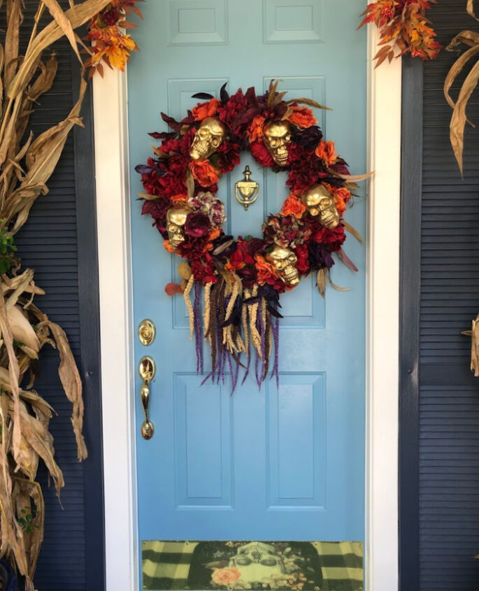 s 15 chic and spooky front door decor ideas for halloween, Craft a creepy yet elegant autumn style Halloween wreath