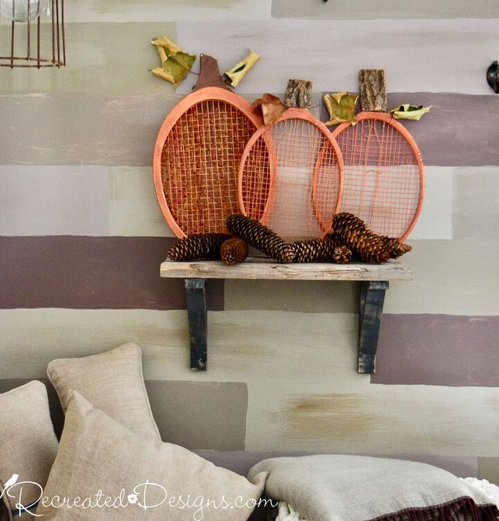 turn your old rackets into rustic fall decor