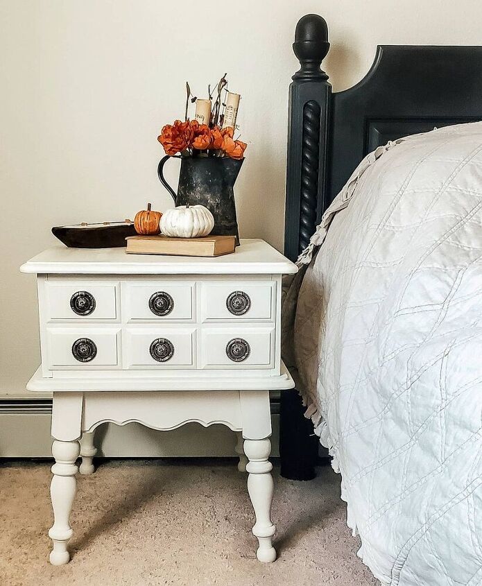 refinished thrifted vintage side table turned nightstand