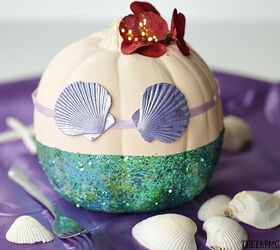 s 21 amazing pumpkin ideas you need to see before halloween, Go Disney with a glittery Little Mermaid pumpkin