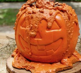 s 21 amazing pumpkin ideas you need to see before halloween, Turn a happy concrete pumpkin into a creepy concrete pumpkin