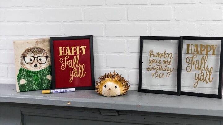 s 16 magazine worthy fall mantel ideas, Design your own glass sign for fall