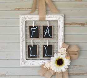 s 20 ways to turn thrifted items into charming fall decor, Use an old picture frame to make fancy fall door decor