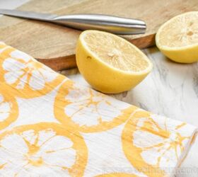 s 10 stunning paint techniques that everyone fell for in 2020, Brighten up plain tea towels with citrus stamps