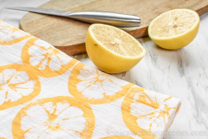 s 10 stunning paint techniques that everyone fell for in 2020, Brighten up plain tea towels with citrus stamps