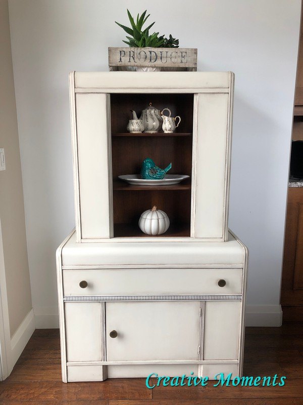 nanna s cabinet is painted farmhouse warm white