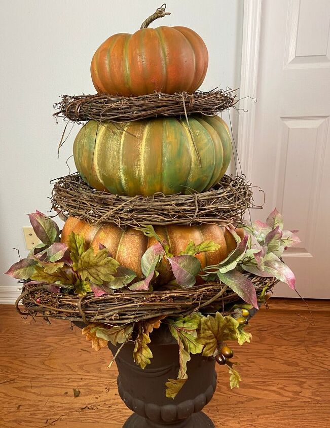 como decorar abboras empilhadas para o outono