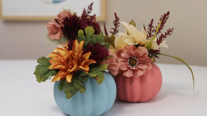 s 25 genius diy decorating ideas to try this fall, Floral Pumpkin Vase