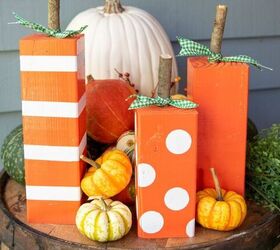 s 25 genius diy decorating ideas to try this fall, Wood Block Pumpkins