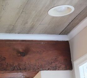Quitando una viga de imitación de madera y el techo de imitación de madera y la adición de tablero de cuentas