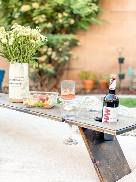 mesa de piquenique de vinho diy