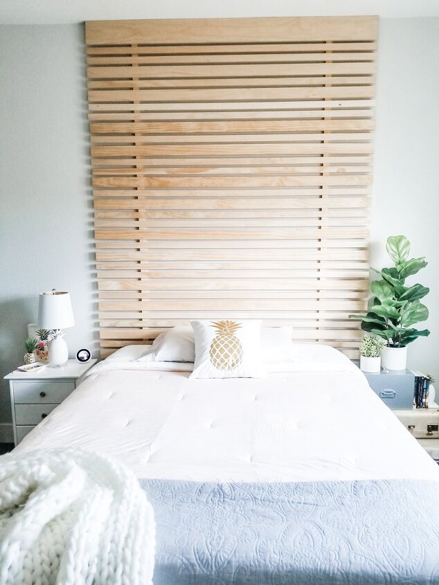 20 gorgeous headboards you can make in an afternoon, Install this striking slat headboard and accent wall