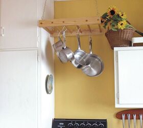 s 20 near brilliant ways to beautify your home using dowels, Hang your pots and pans on a DIY wooden rack