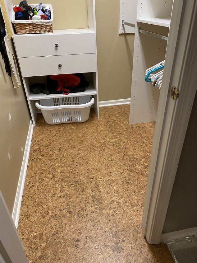 transform a bedroom from carpet to cork flooring