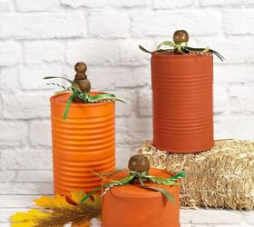how to create recycled tin can pumpkins for autumn