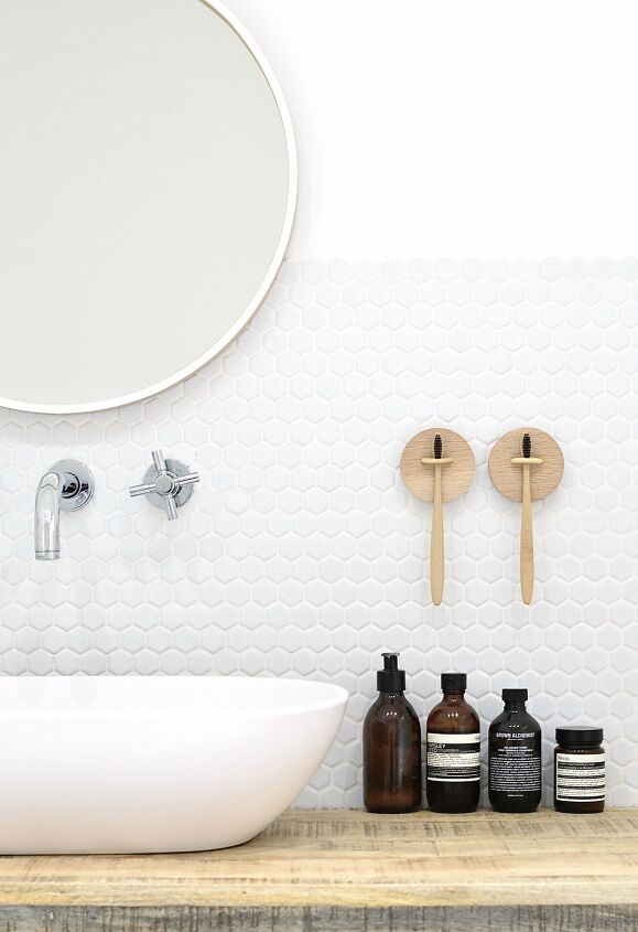 20 ways to boost bathroom storage without taking counter space, Go minimalist with these sleek and modern wooden toothbrush holders