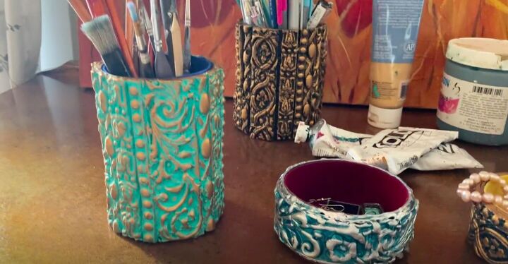 s 14 cool ways you never thought to use a hot glue gun, Give any storage tin a makeover with gorgeous hot glue molds