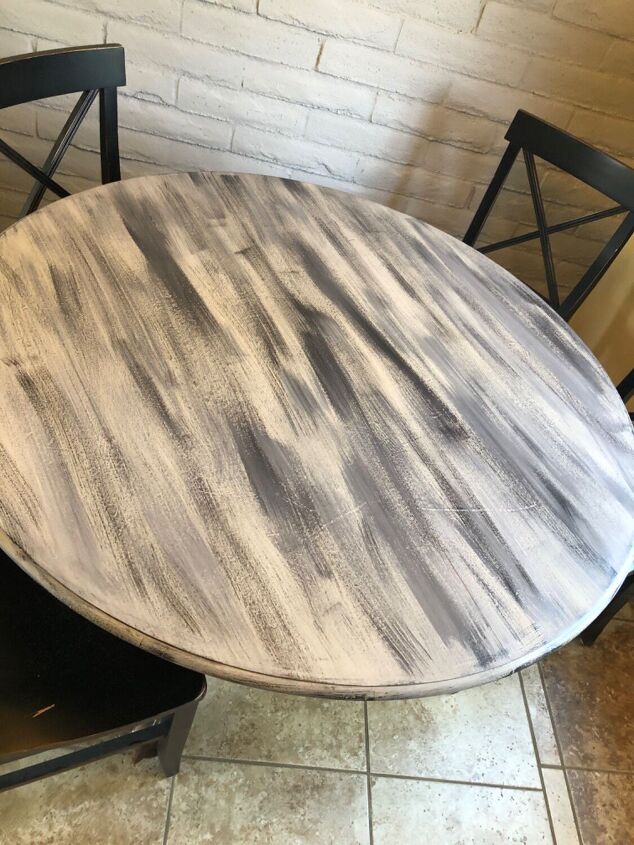 tattered table top to textured beauty, First coat of textured paint