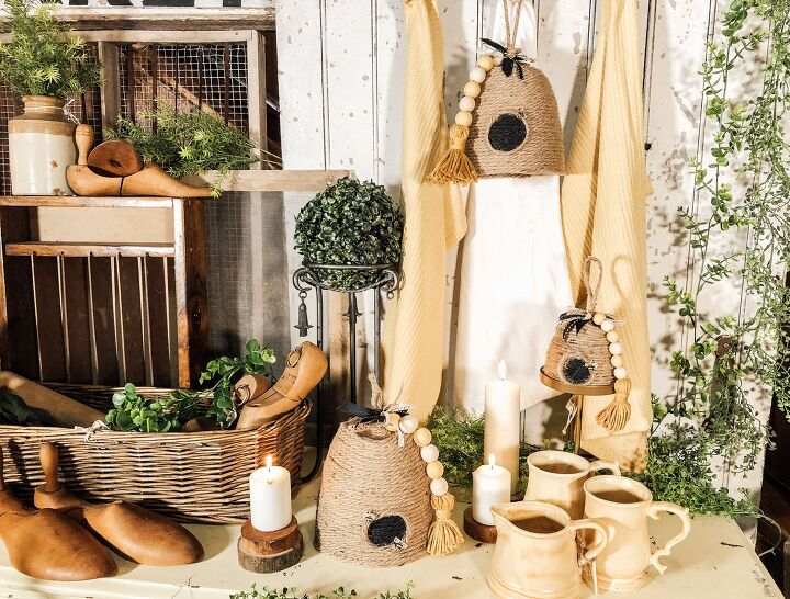 s 11 gorgeous diy farmhouse ideas from holly grace, Jute Wrapped Beehive
