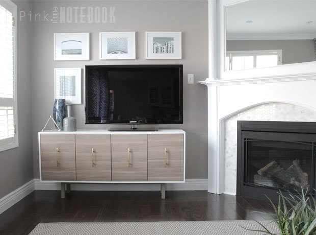 s 8 genius ways to use a kitchen cabinet outside of your kitchen, Upgrade a simple IKEA kitchen cabinet into a sleek modern TV console