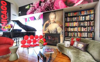 Cambio de imagen de la sala de estar con murales de papel pintado para pelar y pegar