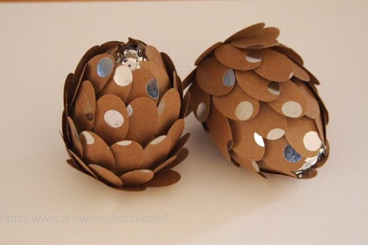 leftover plastic easter eggs make fall acorns and pinecones