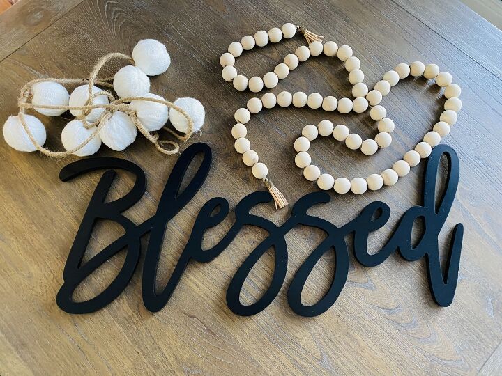 rustic wall decor with farmhouse beads