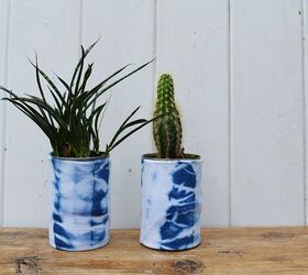 s 16 sweet mini planters that will liven up your bookshelves, Turn tin cans and old socks into Shibori dyed planters