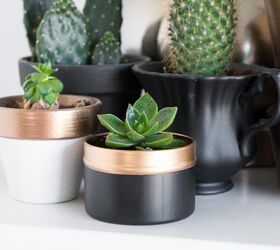 s 16 sweet mini planters that will liven up your bookshelves, Repurpose empty tea tins into tiny succulent planters