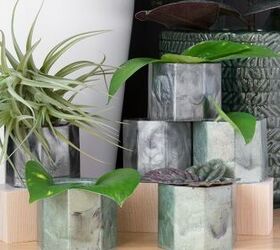 s 16 sweet mini planters that will liven up your bookshelves, Make mini faux marble planters from resin