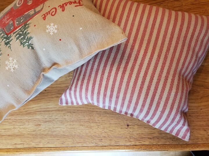 christmas gift bags into throw pillows