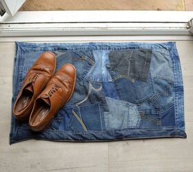 28 genius ways to reuse your old clothing, Feel at home with a unique doormat made from old jeans