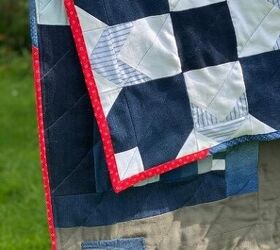 28 genius ways to reuse your old clothing, Quilt a one of a king picnic blanket from old jeans