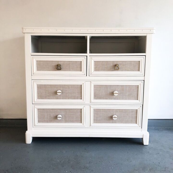 dresser makeover with faux caning