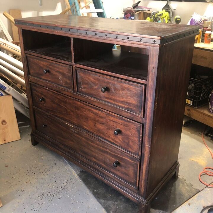 dresser makeover with faux caning