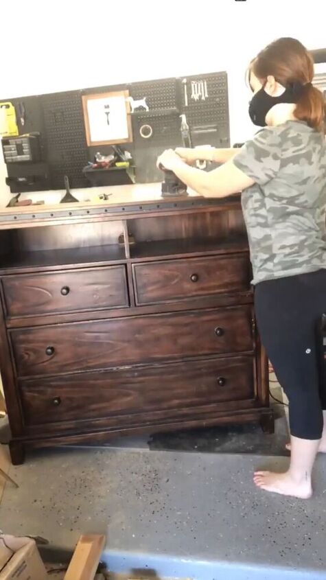 dresser makeover with faux caning