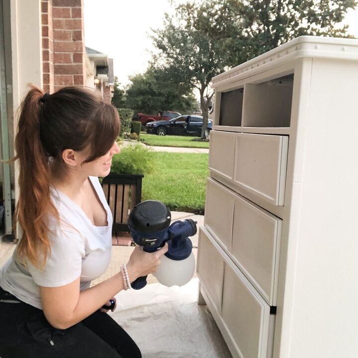 dresser makeover with faux caning