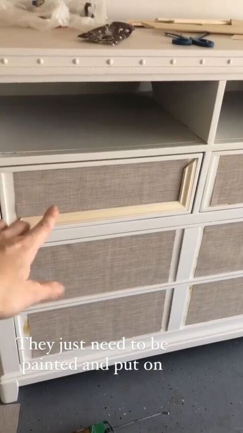 dresser makeover with faux caning