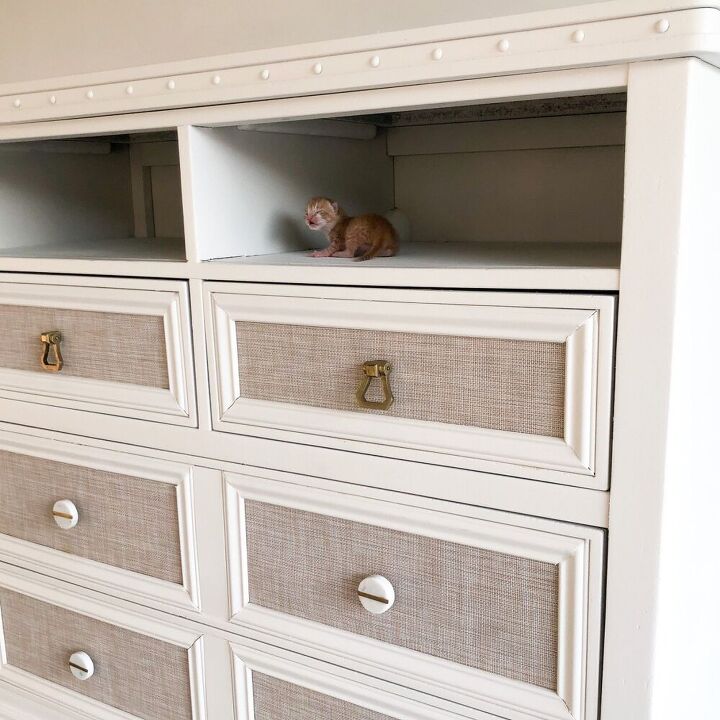 dresser makeover with faux caning