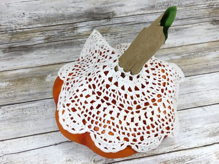 embellish pumpkins with lace