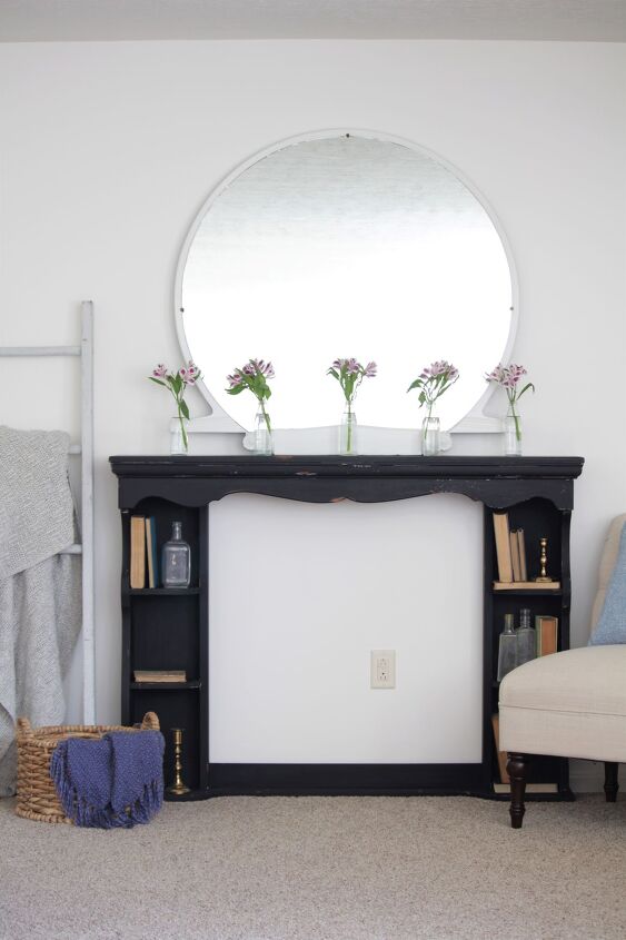 s 10 faux mantels that will make your winter home much cozier, Turn the mirror top of a dresser into an antique style mantel