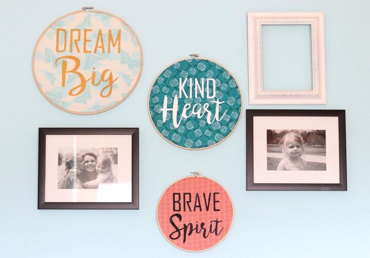 s 19 surprising ways to turn plain embroidery hoops into home decor, Send the right message with stenciled fabric hoop art