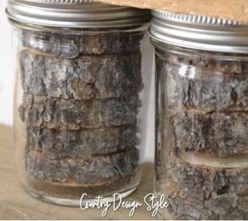 Stuff wood slices in mason jars to copy this tabletop idea