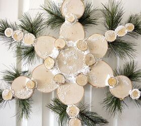 s replace your halloween porch decor with these 20 ideas, DIY a rustic snowflake wreath from wood slices