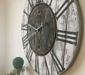 s 12 reasons why we re on the hunt for cable spools this week, Make a rustic clock from the top of a wire spool