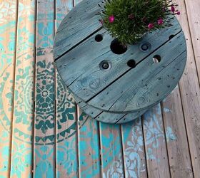 s 12 reasons why we re on the hunt for cable spools this week, Add color to your deck with painted wooden spool tables