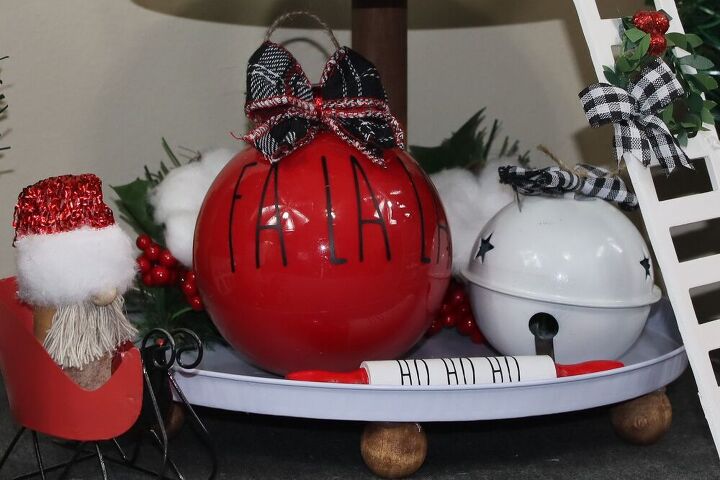 rae dunn inspired tiered tray decor fa la la christmas ball