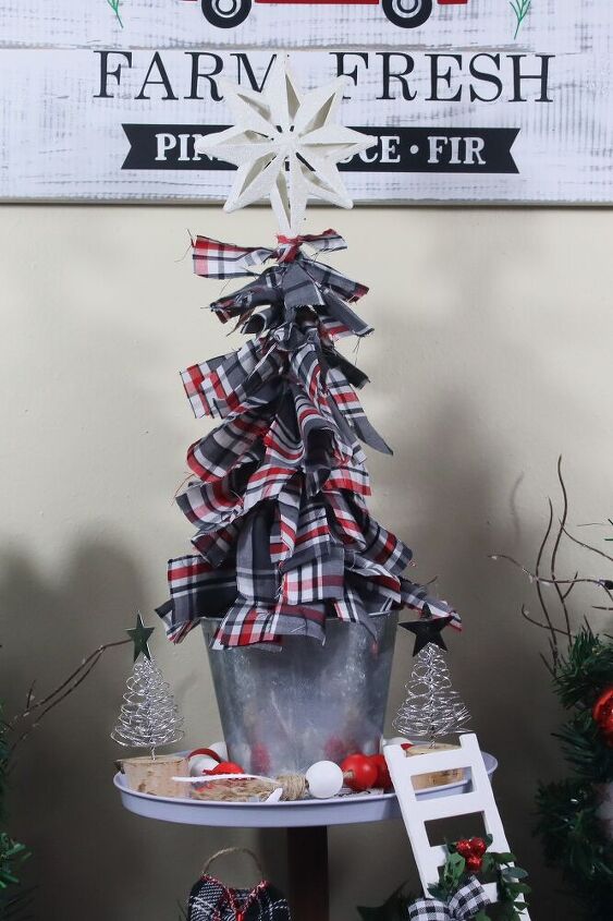 easy christmas diy fabric scrap christmas tree farmhouse christmas