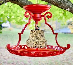 upcycle your old light fixture into the perfect bird feeder