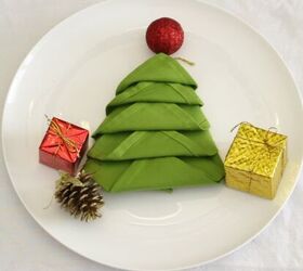 s try these 18 unique christmas tree ideas from items you already have, Christmas Tree Dinner Napkins